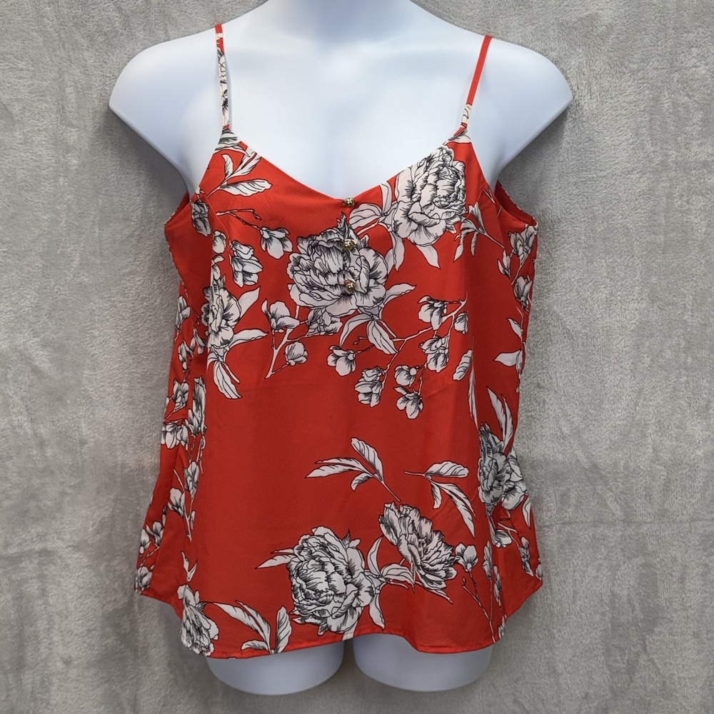 Yumi Kim Tank Womens L Red Carnation Camisole V-Neck Floral Lena Strappy
